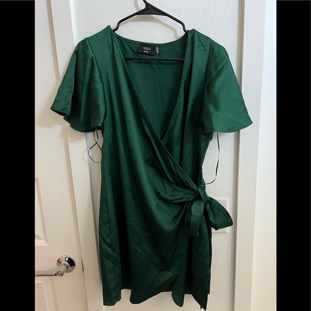 Vici satin wrap dress